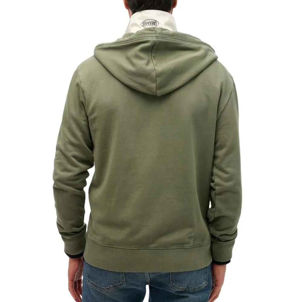 Мужское худи с капюшоном и молнией Essential Washed Ziphood Superdry, Khaki — фото 3