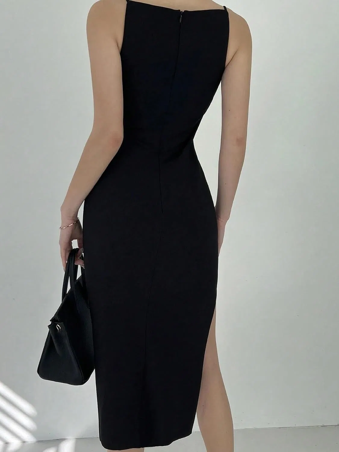 Женское миди-платье с разрезом на талии Sleeveless, Black — фото 3