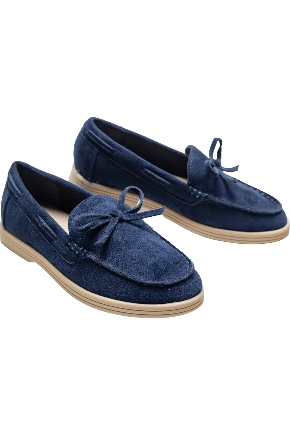 Детские туфли мокасины на плоской подошве Suede Moccasin Loafers MOUSTACHE, Navy