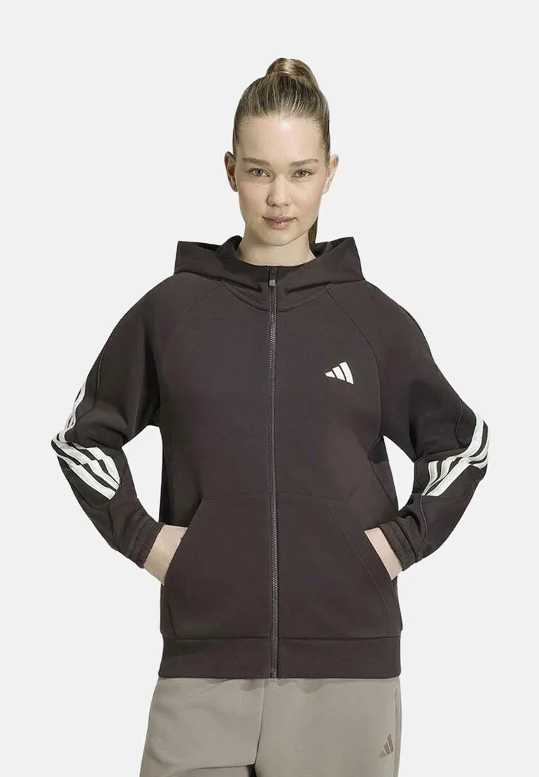 Женская куртка Sudaderas adidas sta 3s кремового цвета - толстовка на молнии Adidas Performance, Brown