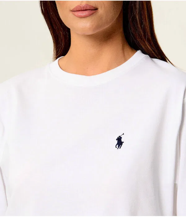 Женская рубашка-поло хлопковая Polo Ralph Lauren, белый — фото 4