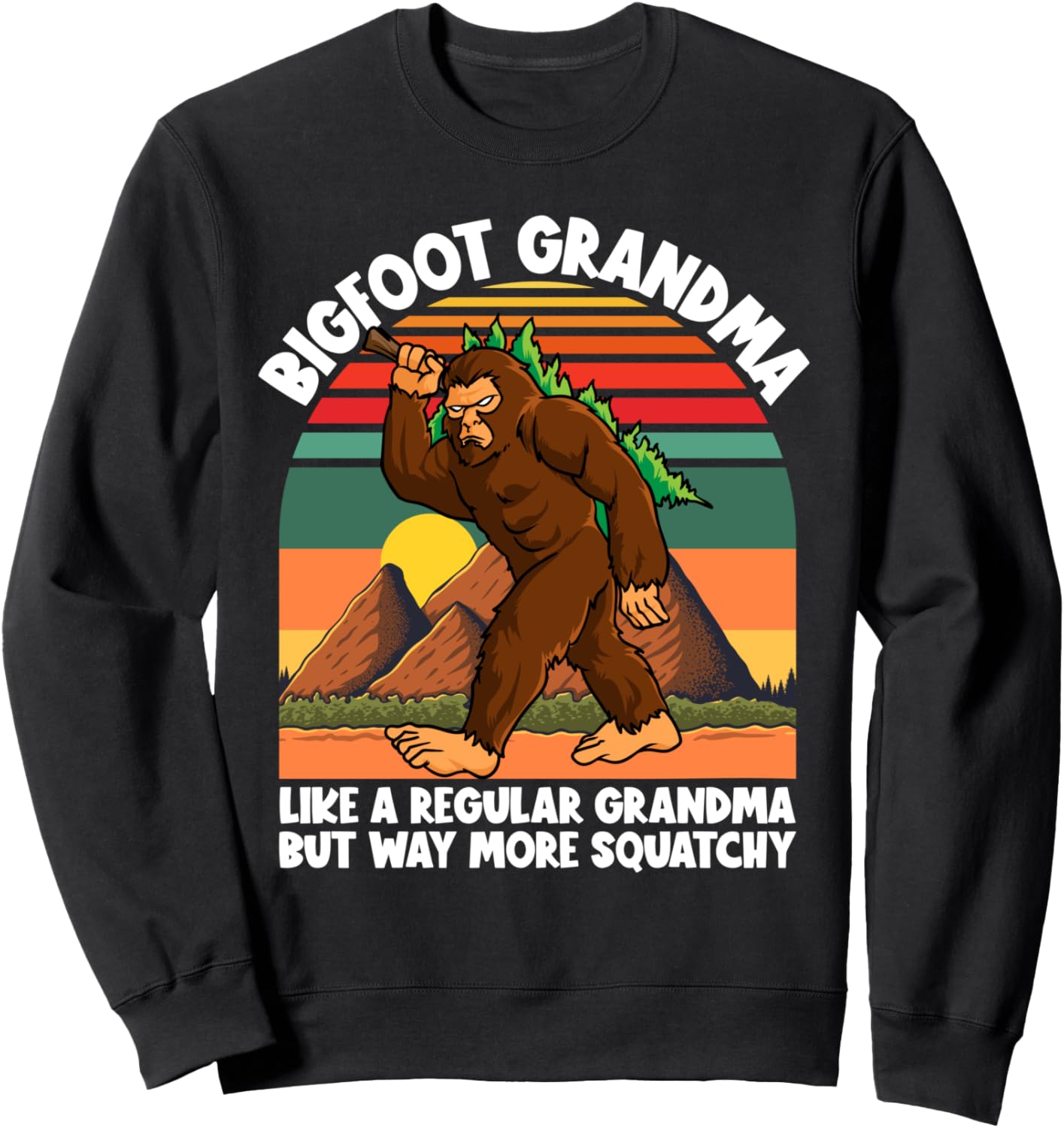 

Бигфут Бабушка Ретро Закат Скватчи Саскватч Бабушка Толстовка Bigfoot Family Matching Outfits Shop, черный