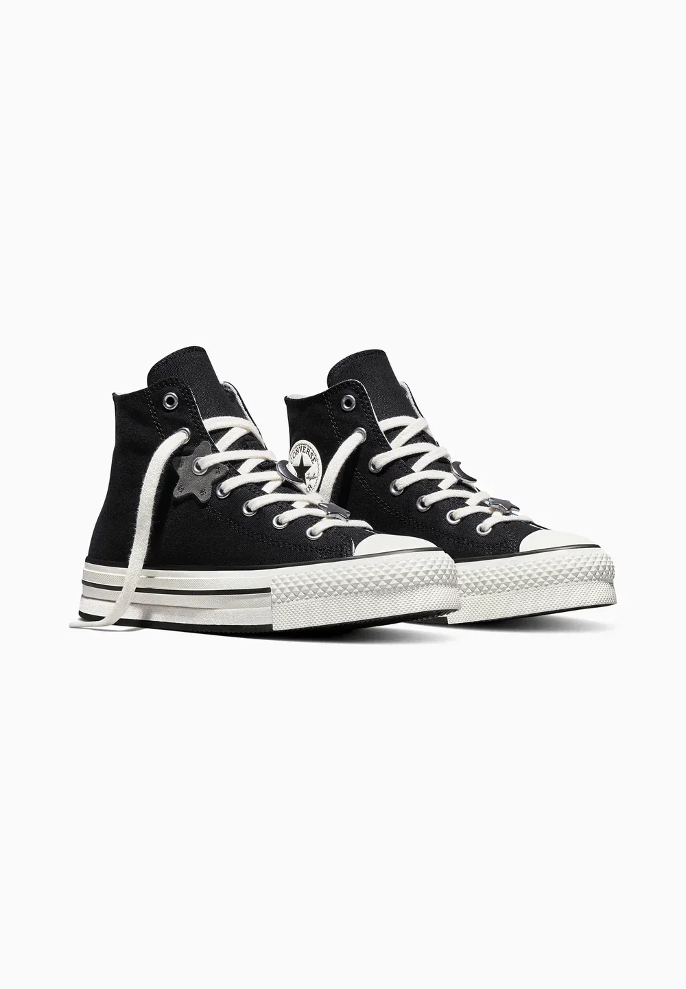 Высокие кеды Chuck Taylor All Star Lift Double Stack Platfo унисекс - высокие кроссовки Converse, Black White Sliver-Coloured — фото 2