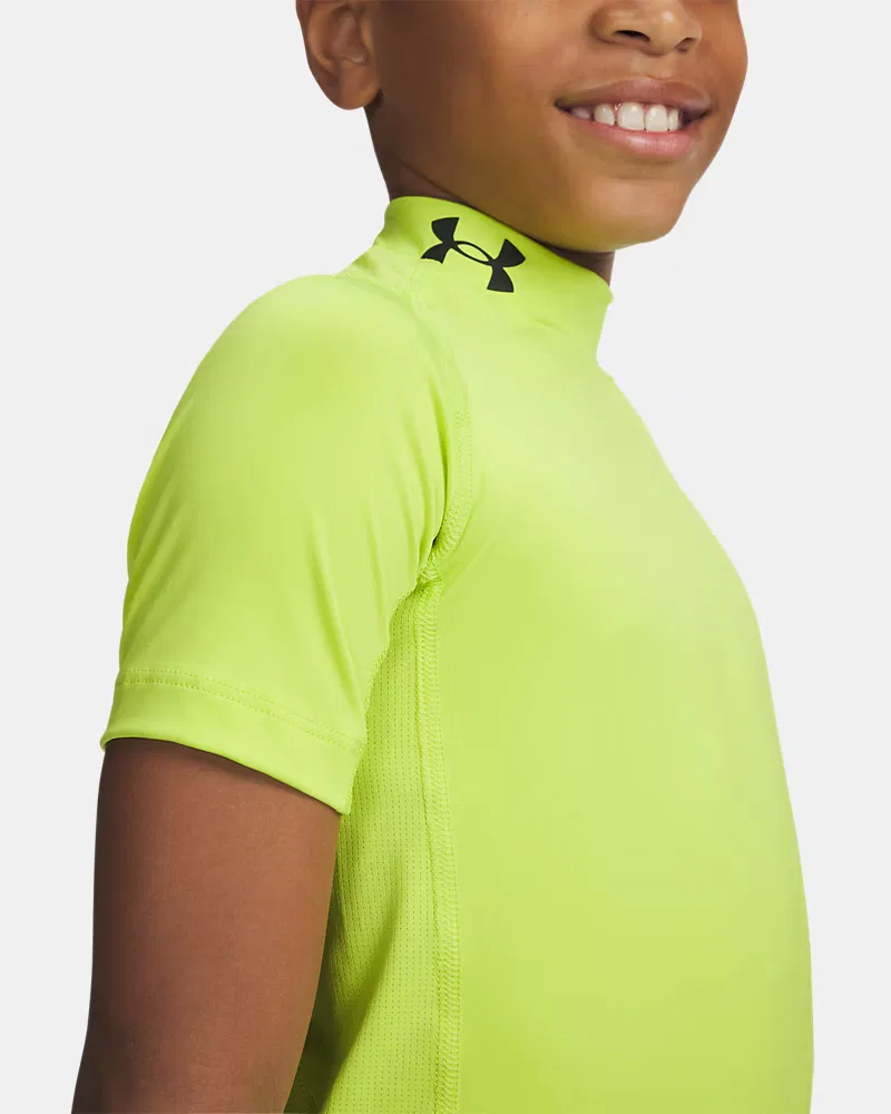 Футболка с коротким рукавом и высоким воротом HeatGear Mock UnderArmour, Green Citrine/Black — фото 3