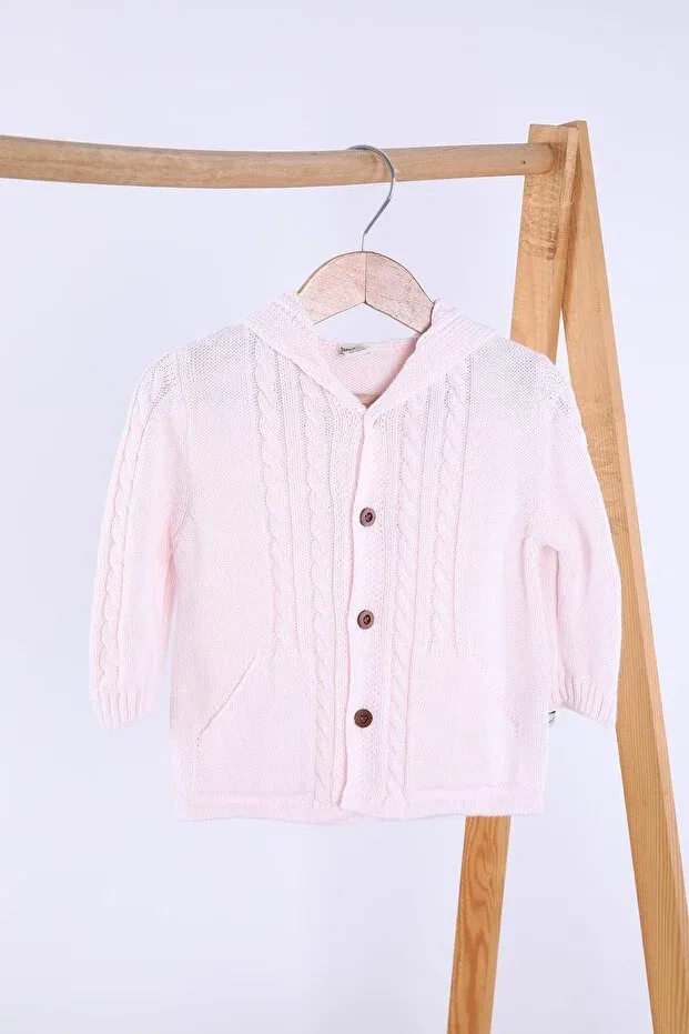 Детский кардиган с капюшоном из органического хлопка Babyhola, Pink