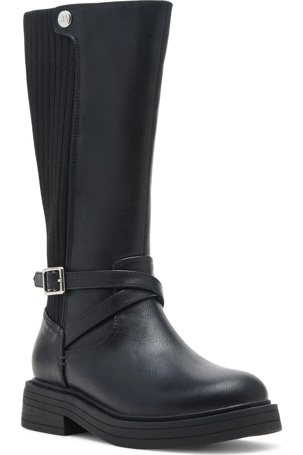 Детские ботинки из эко-кожи с трикотажным голенищем Renee Steve Madden, черный