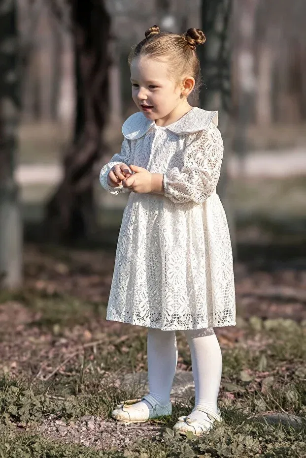 Детское платье для девочек с длинным рукавом Baby Animals, White