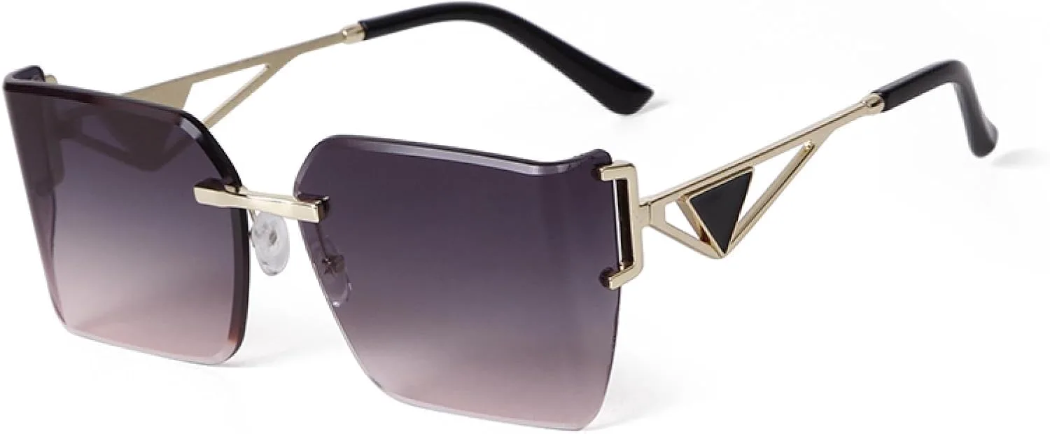 

Женские солнцезащитные очки без оправы, увеличенного размера, в винтажном стиле, с градиентными линзами, летний стиль, защита от УФ-излучения UV400 WNCKSQ, C6