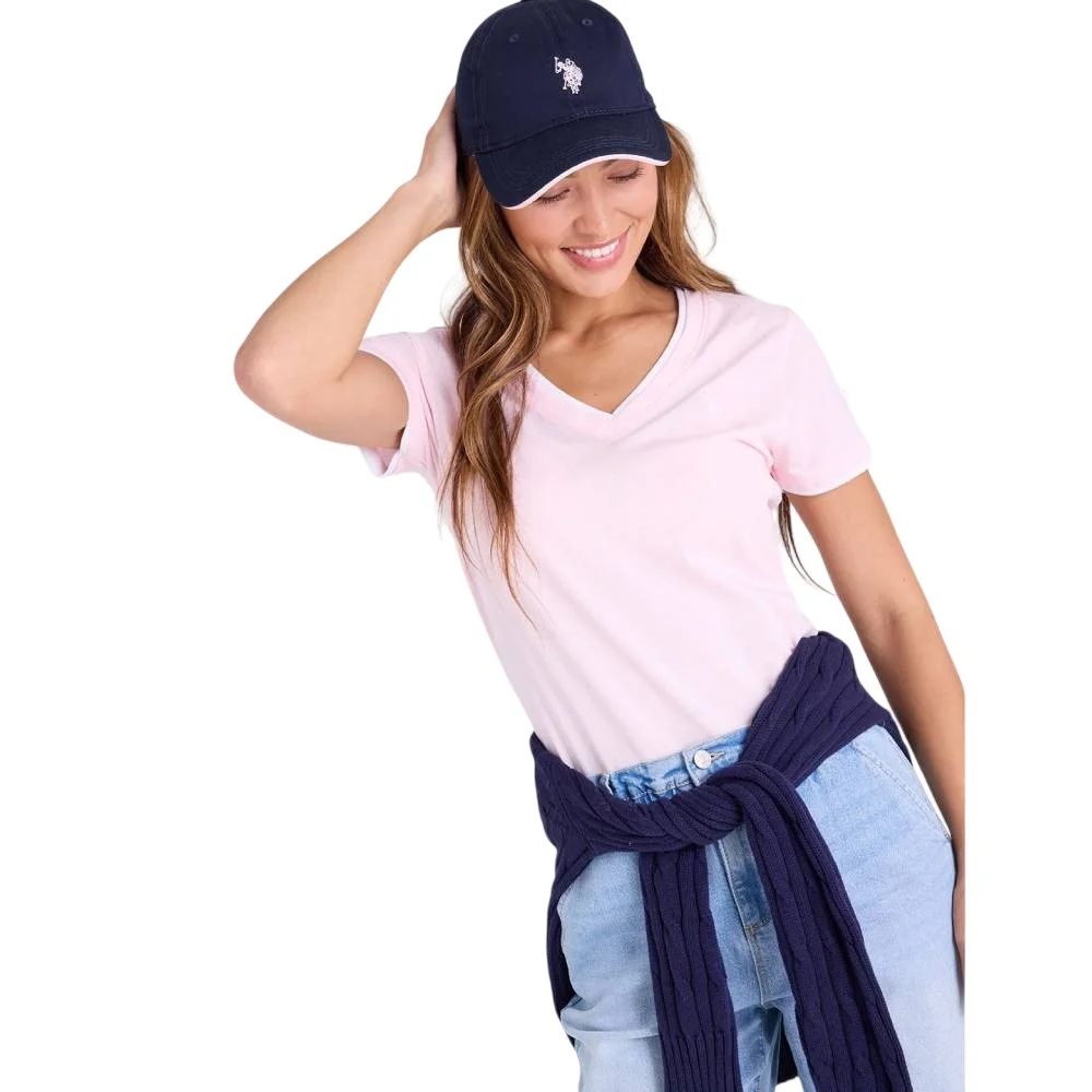 Футболка U.S. Polo Assn Double Band V-neck, светло-розовый