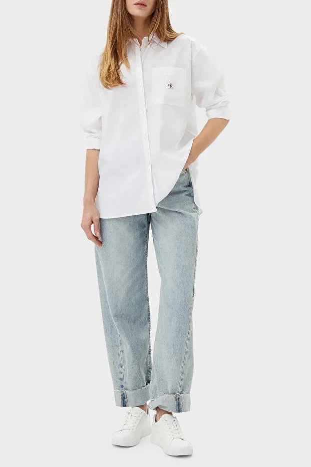 Женская классическая рубашка с длинным рукавом Calvin Klein, White