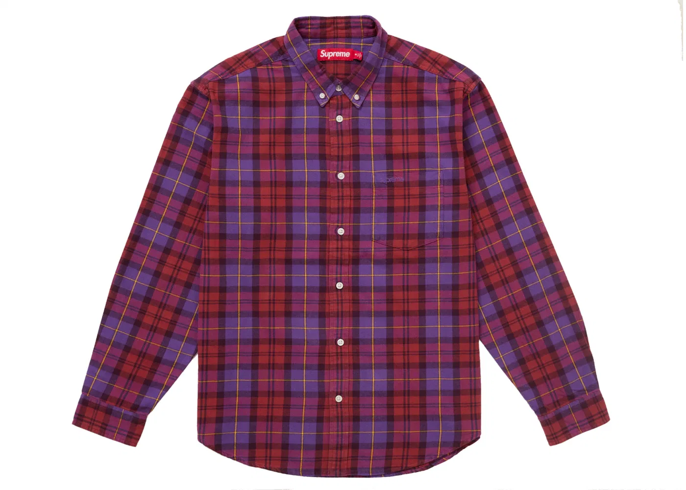 Мужская рубашка с принтом Supreme Plaid Flannel Shirt (FW24), фиолетовый