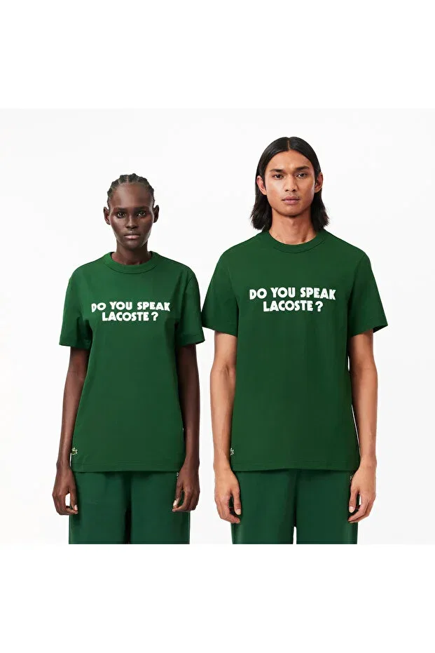 Футболка Lacoste Unisex relax fit crew neck printed, зеленая