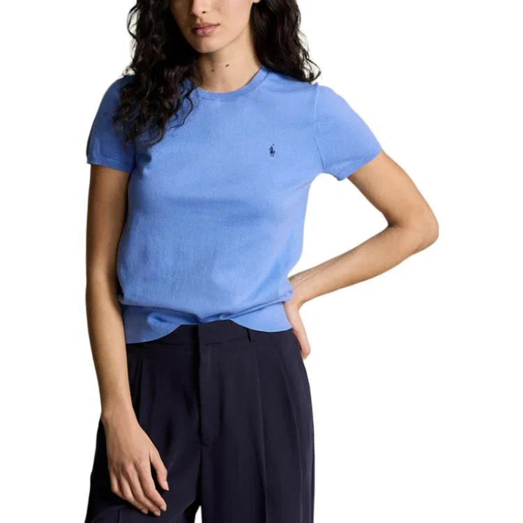 Женский свободный трикотажный свитер с длинным рукавом Polo Ralph Lauren, Blue — фото 4