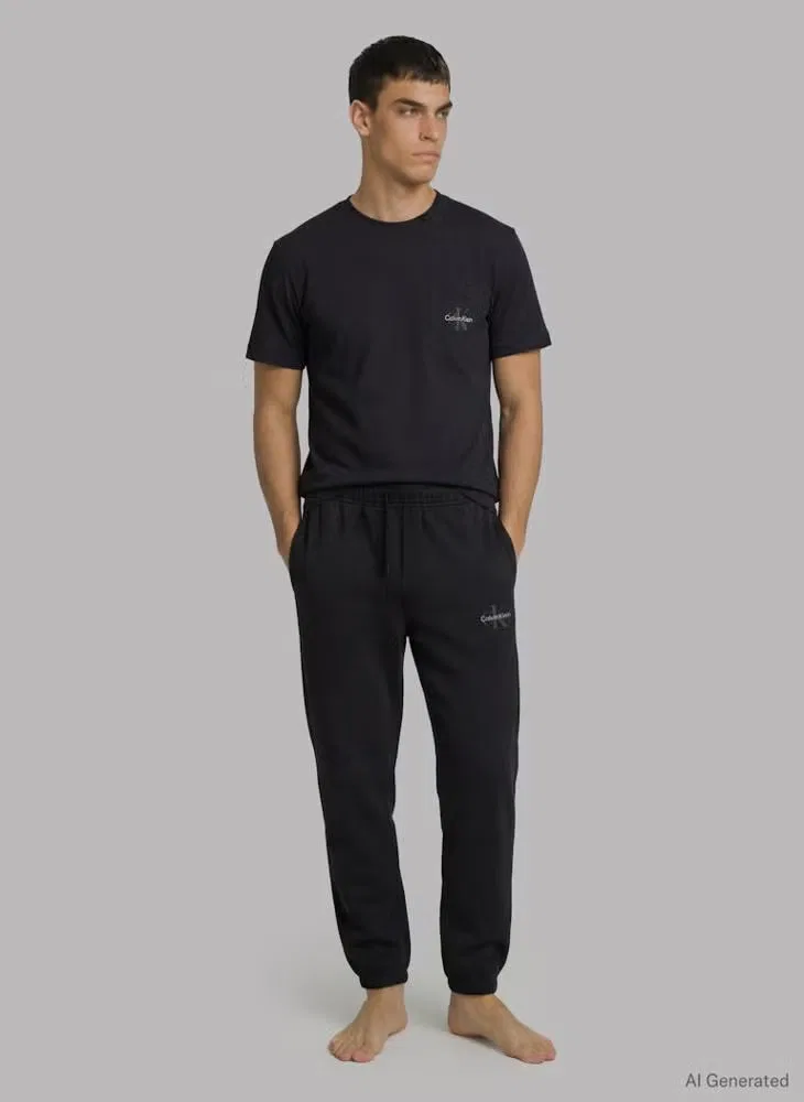 Джоггеры для отдыха с логотипом Icon Cotton Stretch Calvin Klein, черный