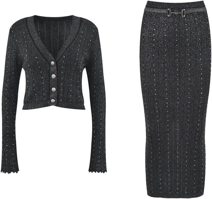 Женский костюм-двойка с V-образным вырезом, топ и юбка на резинке, Dark Gray9 Coat