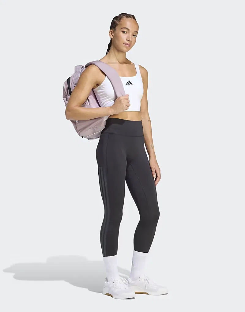 Леггинсы Adidas Training Optime 7/8 с тремя полосками, черный