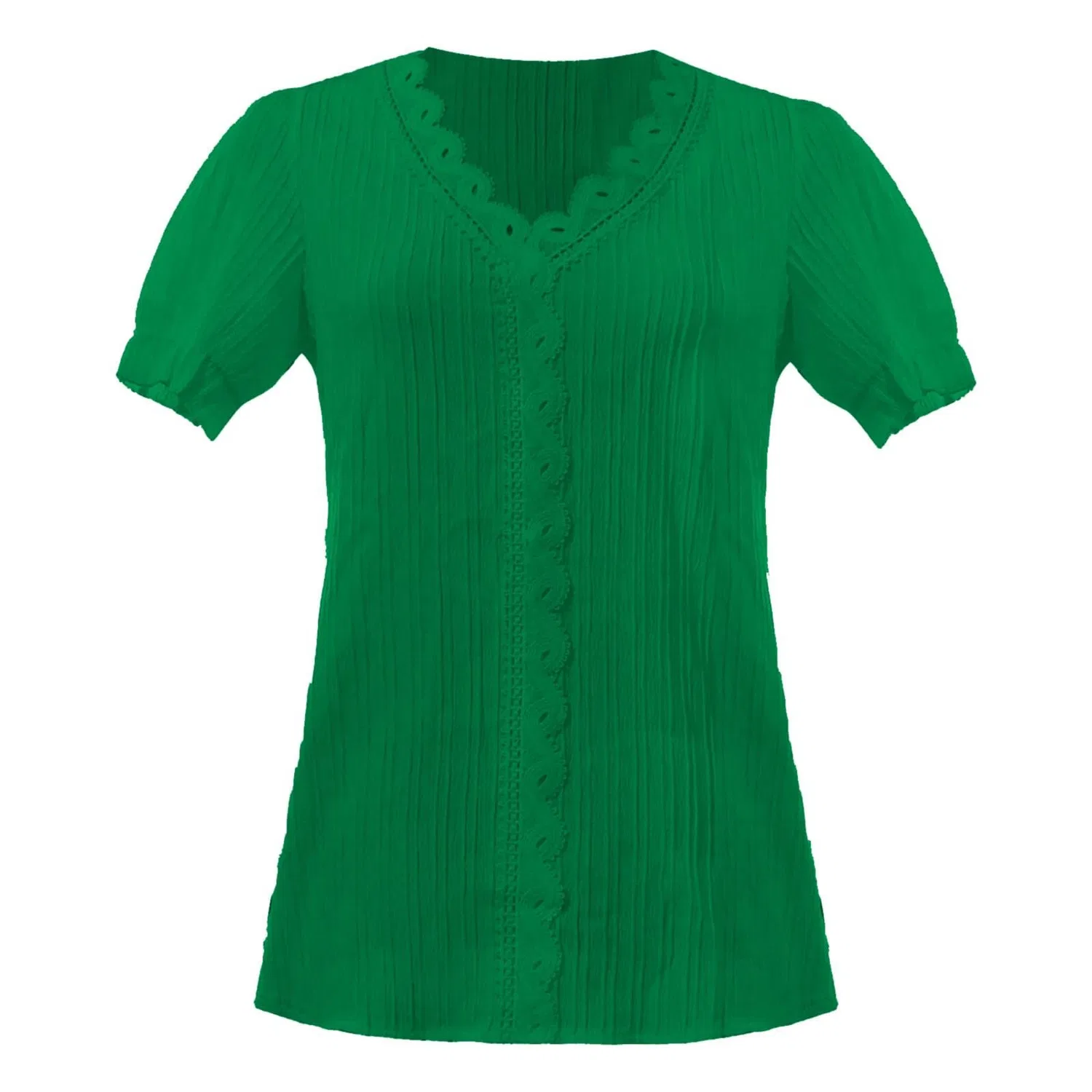 Женская блузка с кружевным V-образным вырезом Elegant Plus Size, Green — фото 4