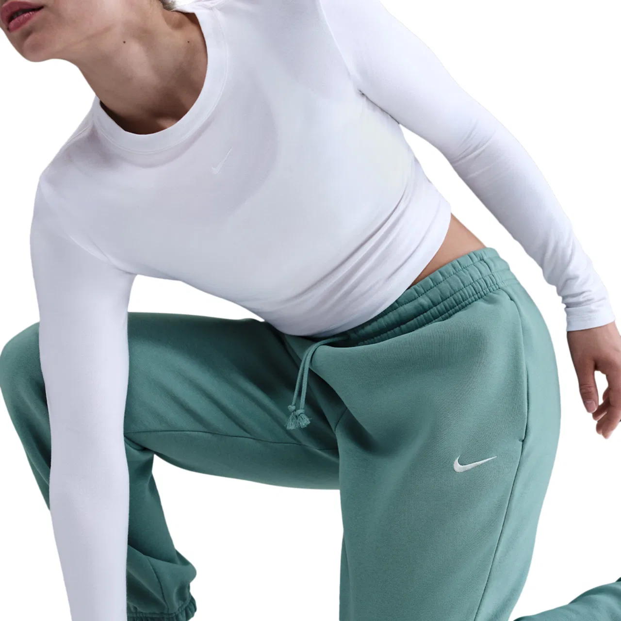 Женские брюки-джоггеры Oversized Phoenix HR Nike, цвет Sail/Cannon — фото 3