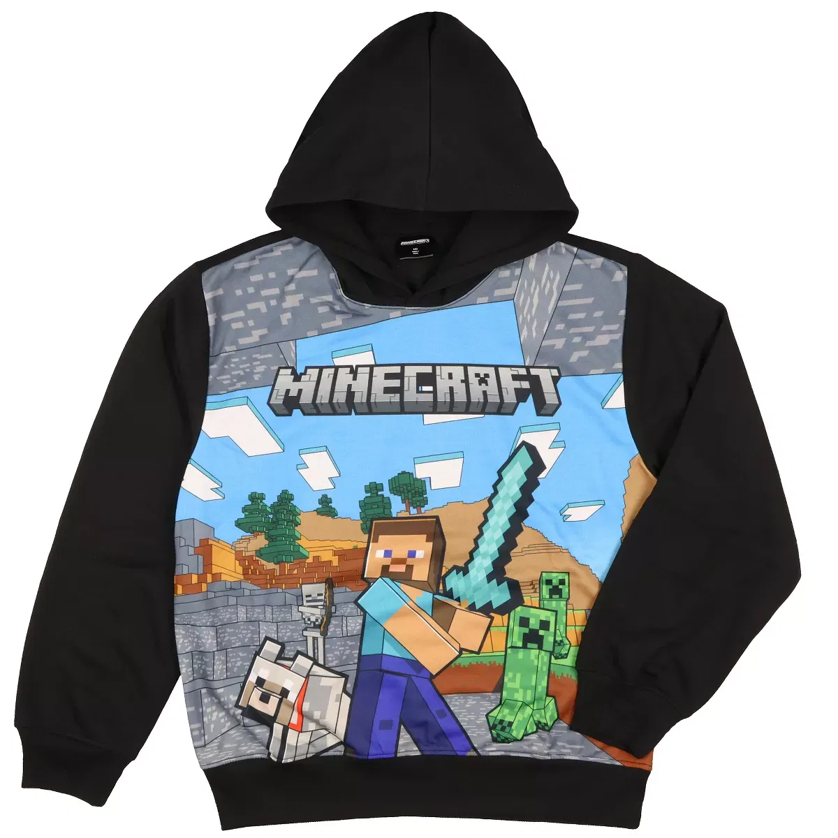 Детский пуловер с принтом Minecraft World Steve Creeper Wolf Minecraft, Black — фото 4