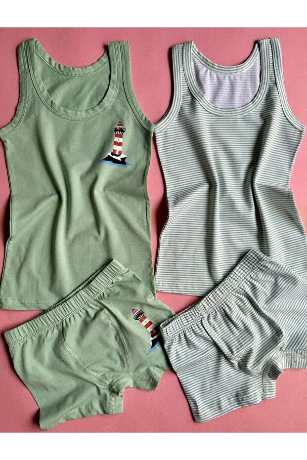 Детский комплект для мальчиков хлопковый 4-piece cotton sailor boy model Victroy, Blue4 — фото 3