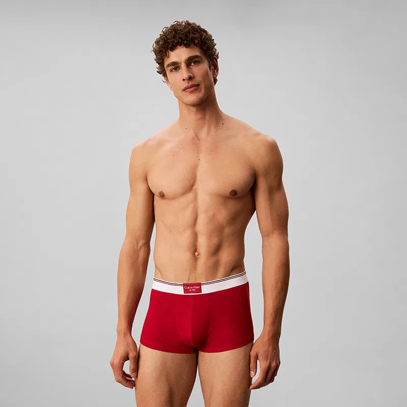 Мужские боксеры из хлопка и эластана с принтом Calvin Klein, Carmine/Charcoal Gray/Coconut Gray — фото 3