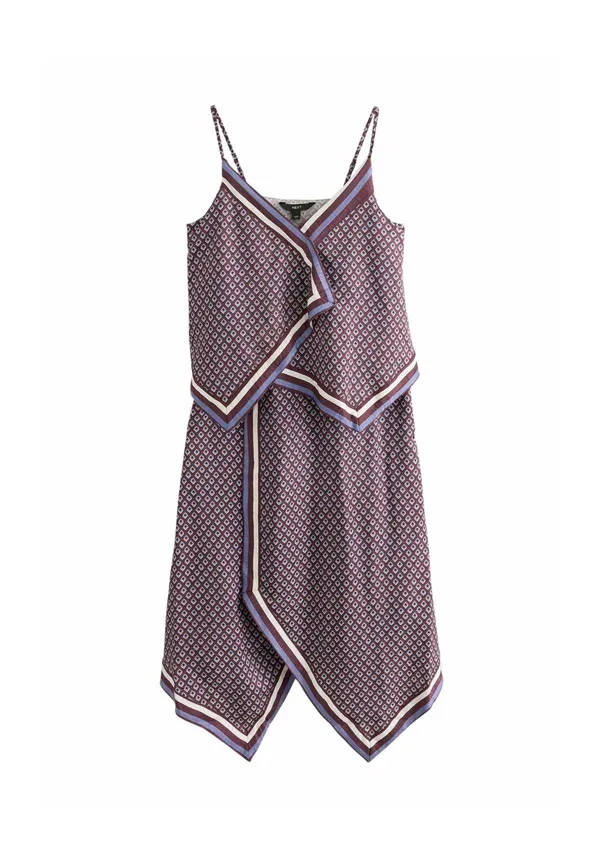 Платье принт Tall fit - hanky hem day dress Next, шоколадный коричневый геометрический