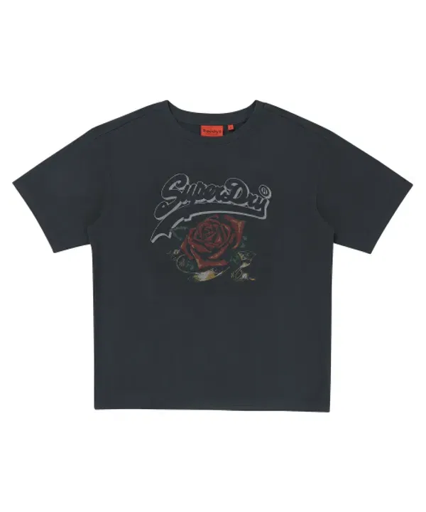 Футболка с принтом Vintage Rose, Superdry, темно-серый