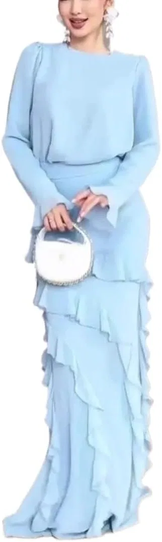 Женское элегантное платье в пол A-силуэта, Light Blue