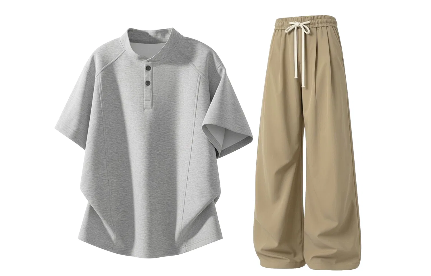 Детский спортивный костюм с отложным воротником Light Gray Top+Khaki Pants, GWAF, Серый/Хаки
