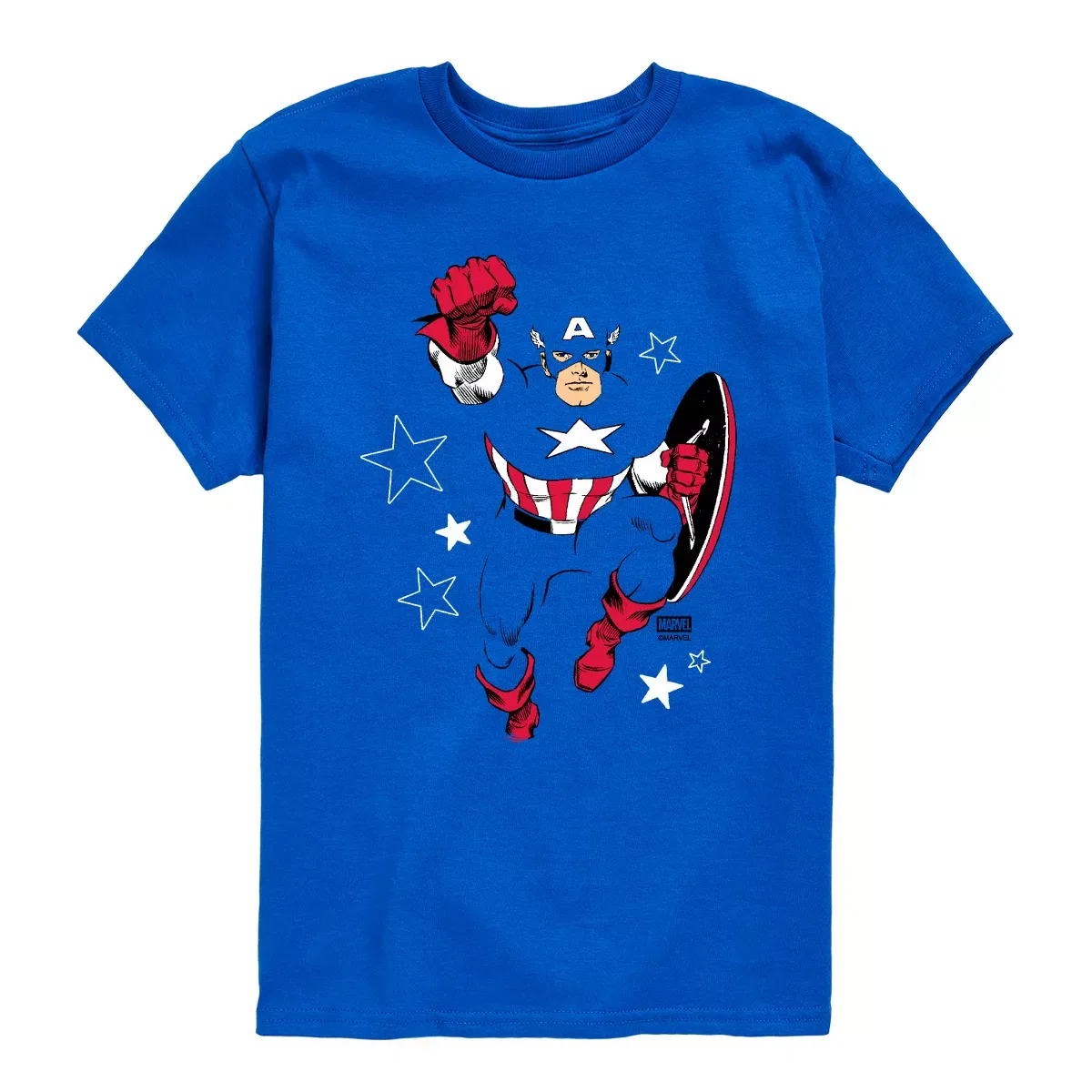 Детская футболка с принтом Captain America Blue Knockout Marvel, Royal Blue