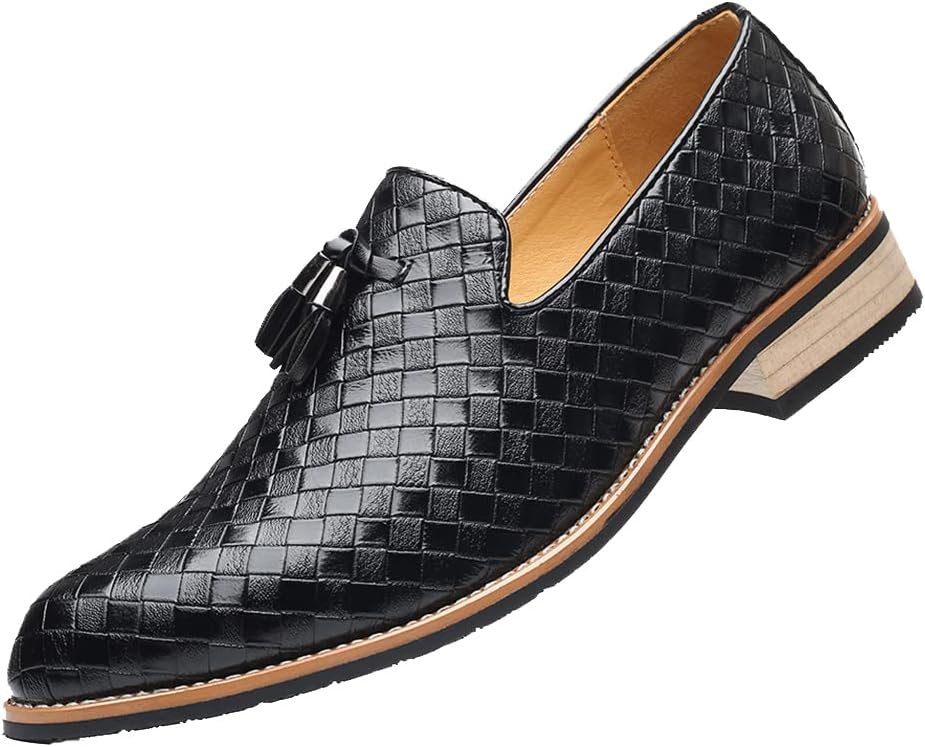 

Мужские плетеные лоферы Santimon с кисточками, классические кожаные деловые туфли для офиса, повседневная обувь без шнурков, винтажные броги, серый