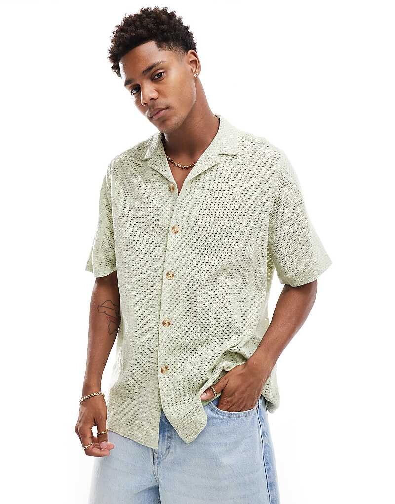 

Свободная зеленая рубашка с фактурной текстурой ASOS DESIGN