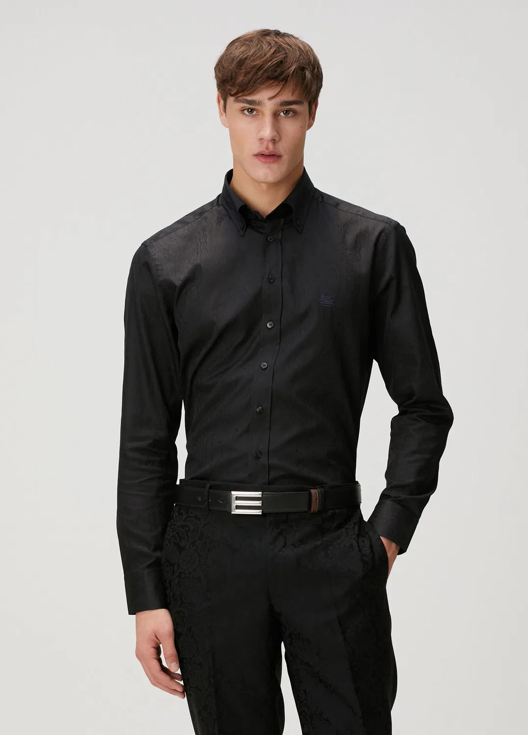 Рубашка Etro Siyah, этнический узор, черный