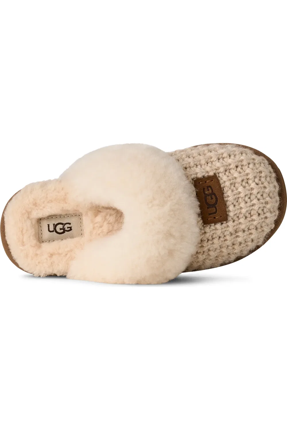 Детские тапочки вязаные с отделкой из овчины Cozy Knit II UGG, Cream — фото 3