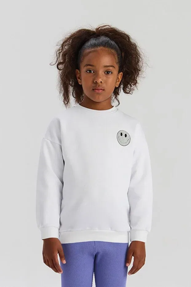 Детские свитшот для девочек хлопковый Tyess Basic, White — фото 2