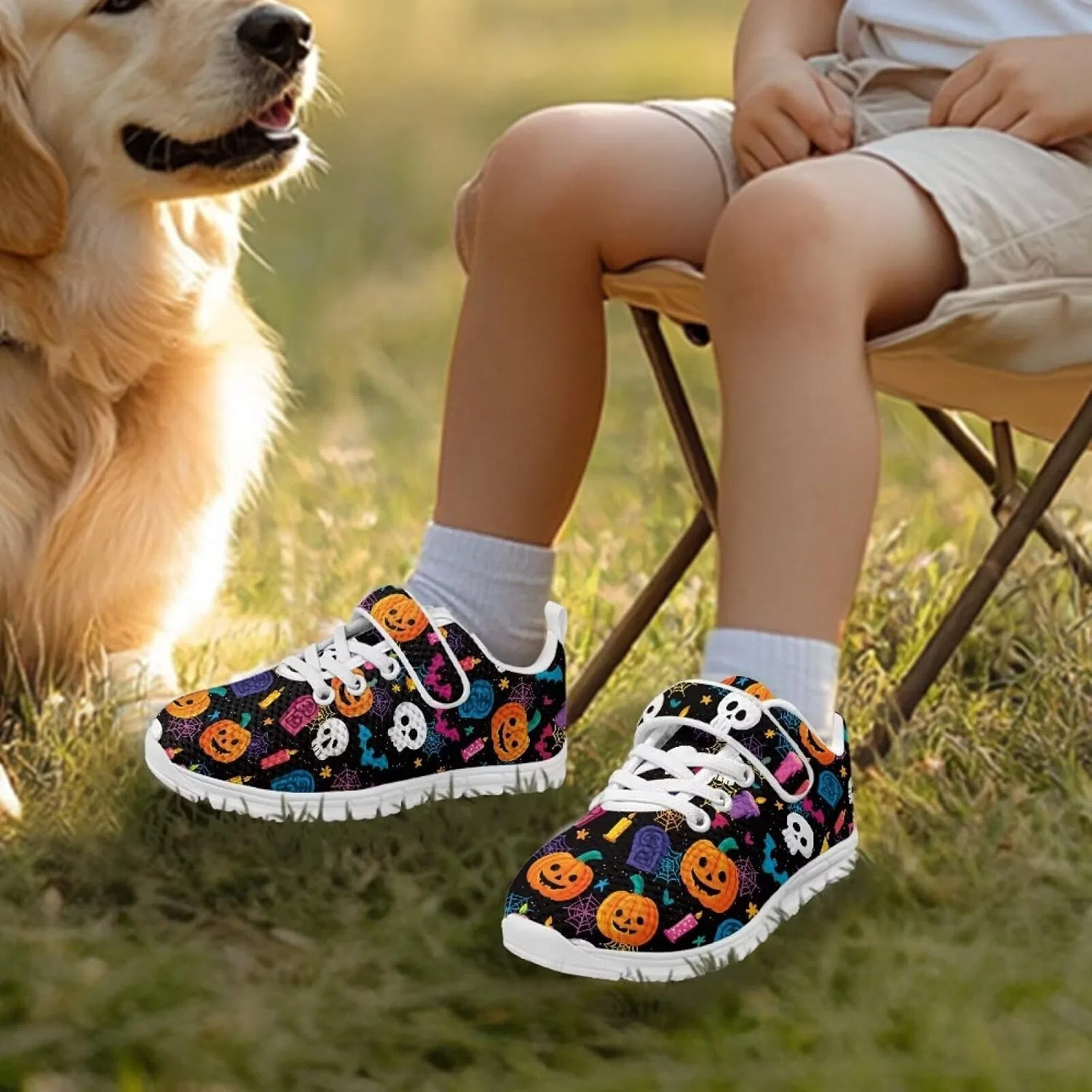 Детские кроссовки для девочек с принтом Holiday Shoes Cugasmaru, Pumpkin Skull Candle — фото 2