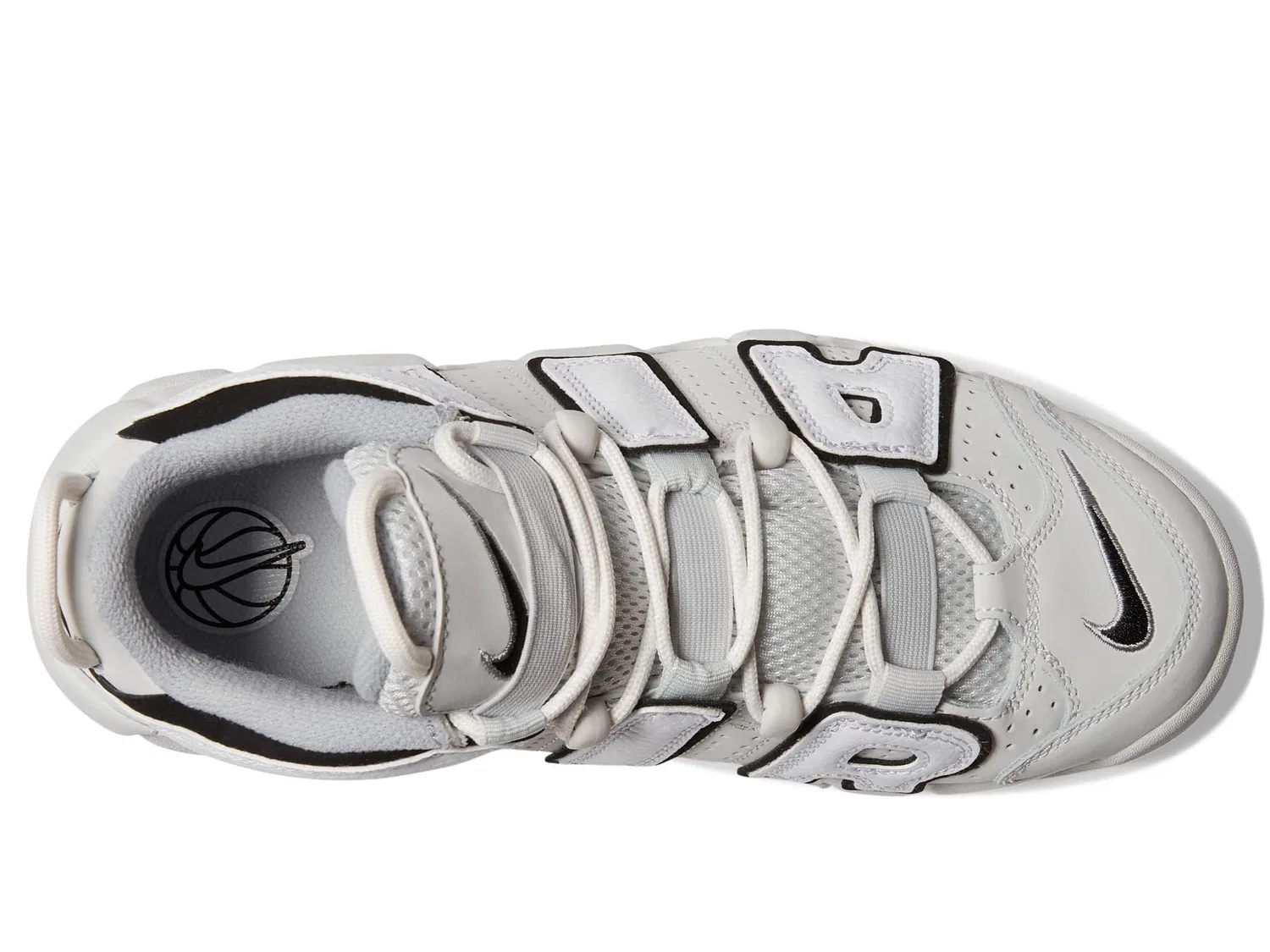 Детские кроссовки для мальчиков с закрытым носком Air More Uptempo NIKE, Metallic Silver Photonic Powder White Black — фото 2