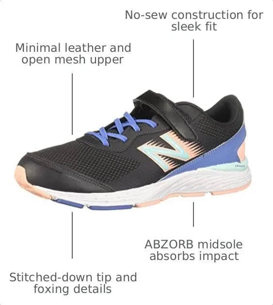 Детские кроссовки для девочек с липучкой 680 V6 New Balance, Phantom/Stellar Blue/Cloud Pink — фото 3