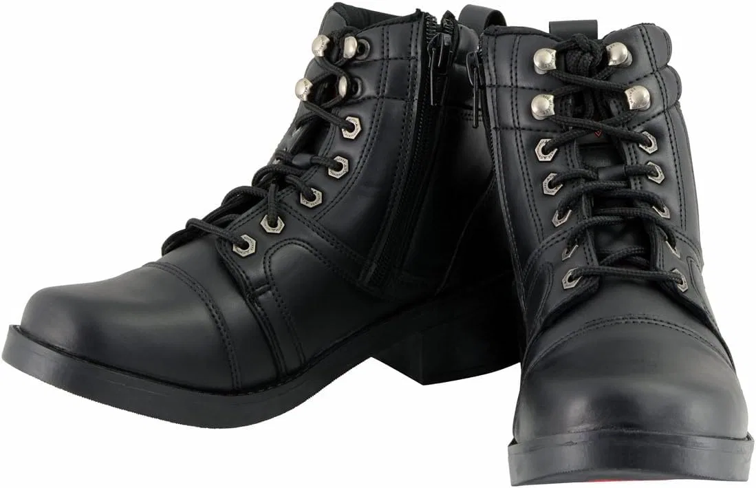 Детские ботинки на шнуровке с боковой молнией Milwaukee Leather MBK9255, Black — фото 4