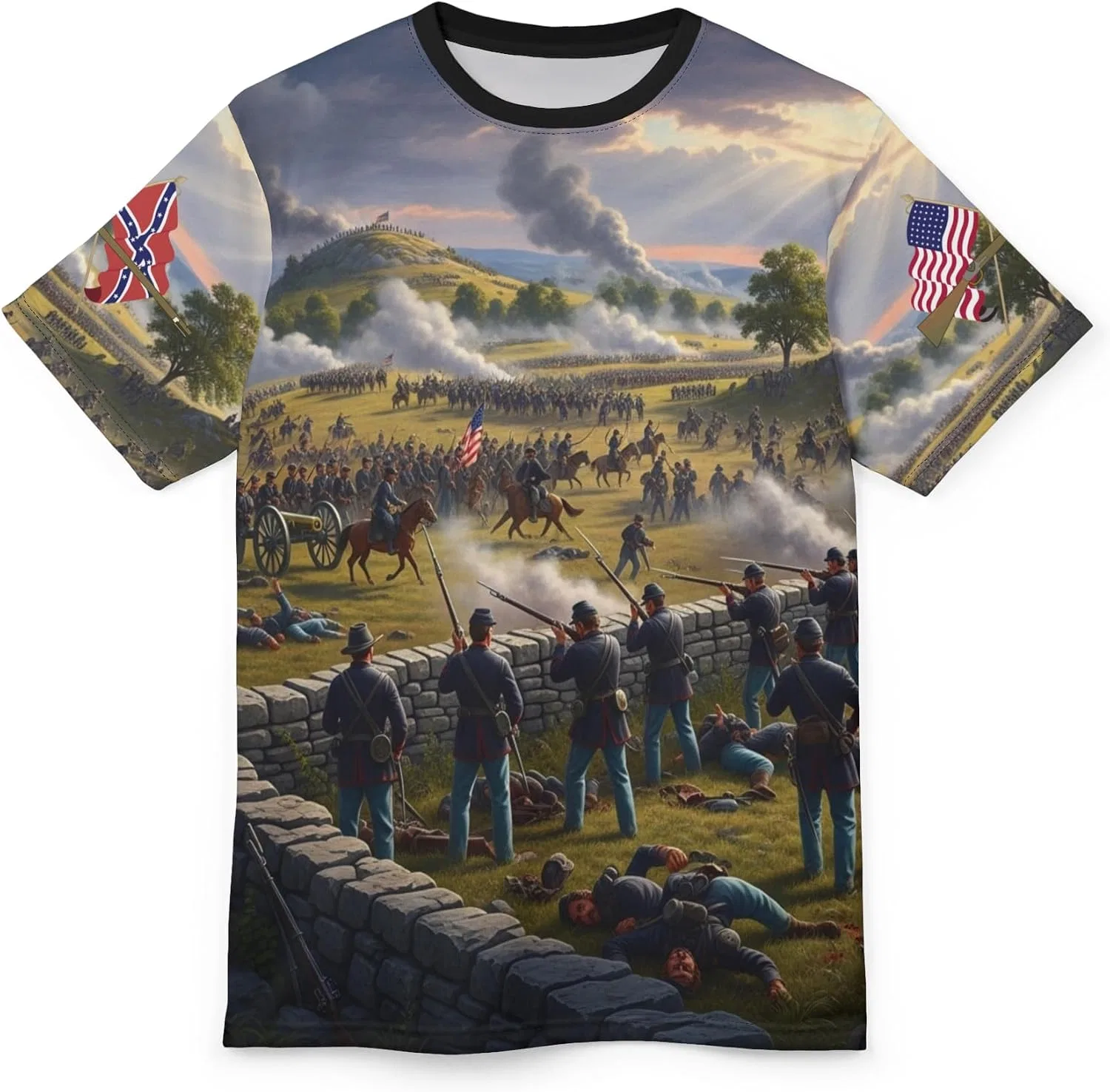 Унисекс футболка с принтом Battle of Gettysburg, Black Stitching — фото 2