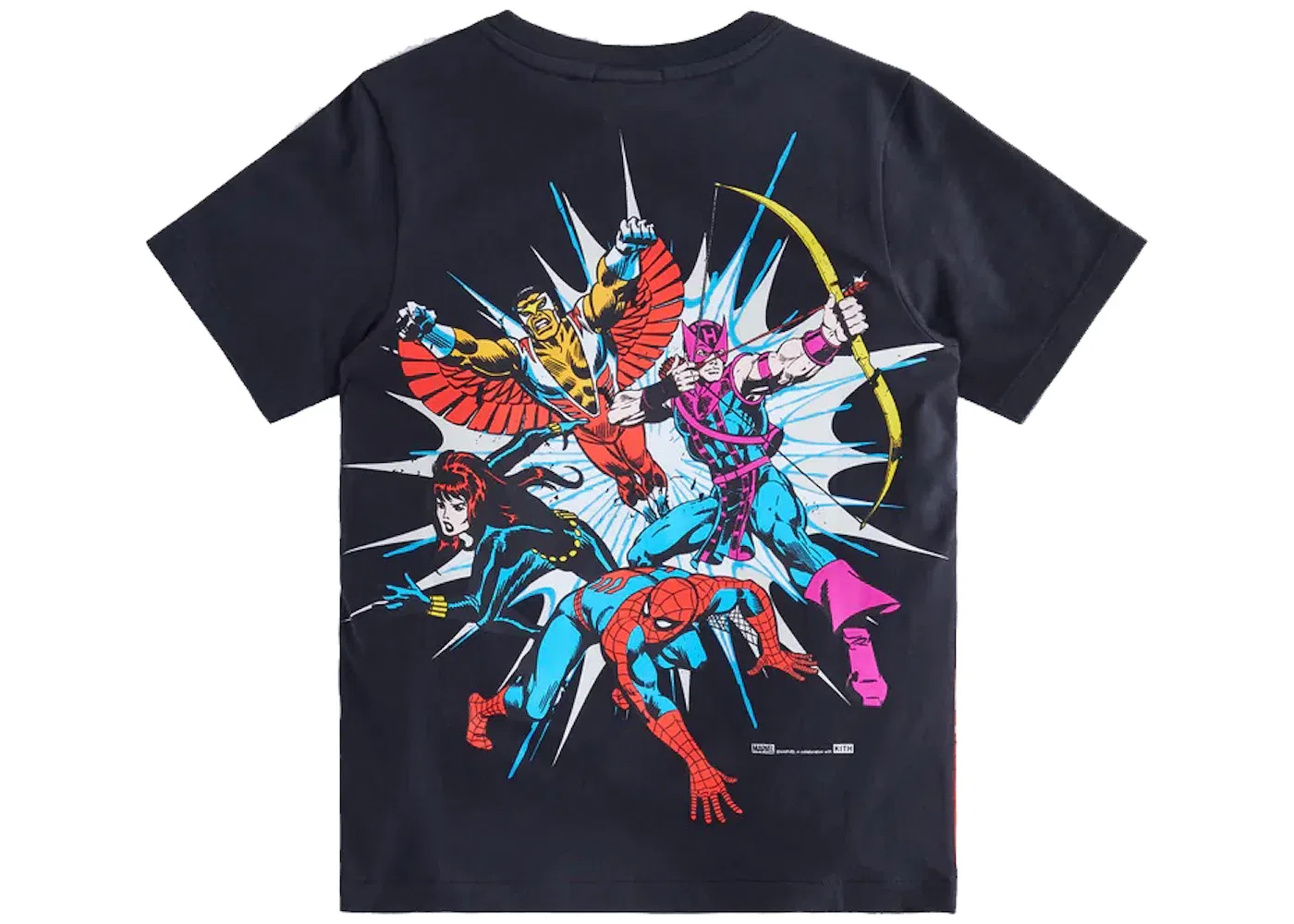Детская футболка с принтом Kith Marvel Kids Spider-Man Avengers Classic Tee, Black — фото 2