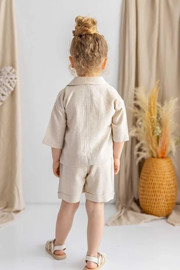 Детские шорты для мальчиков льняные Oliven The Kid, Beige — фото 3