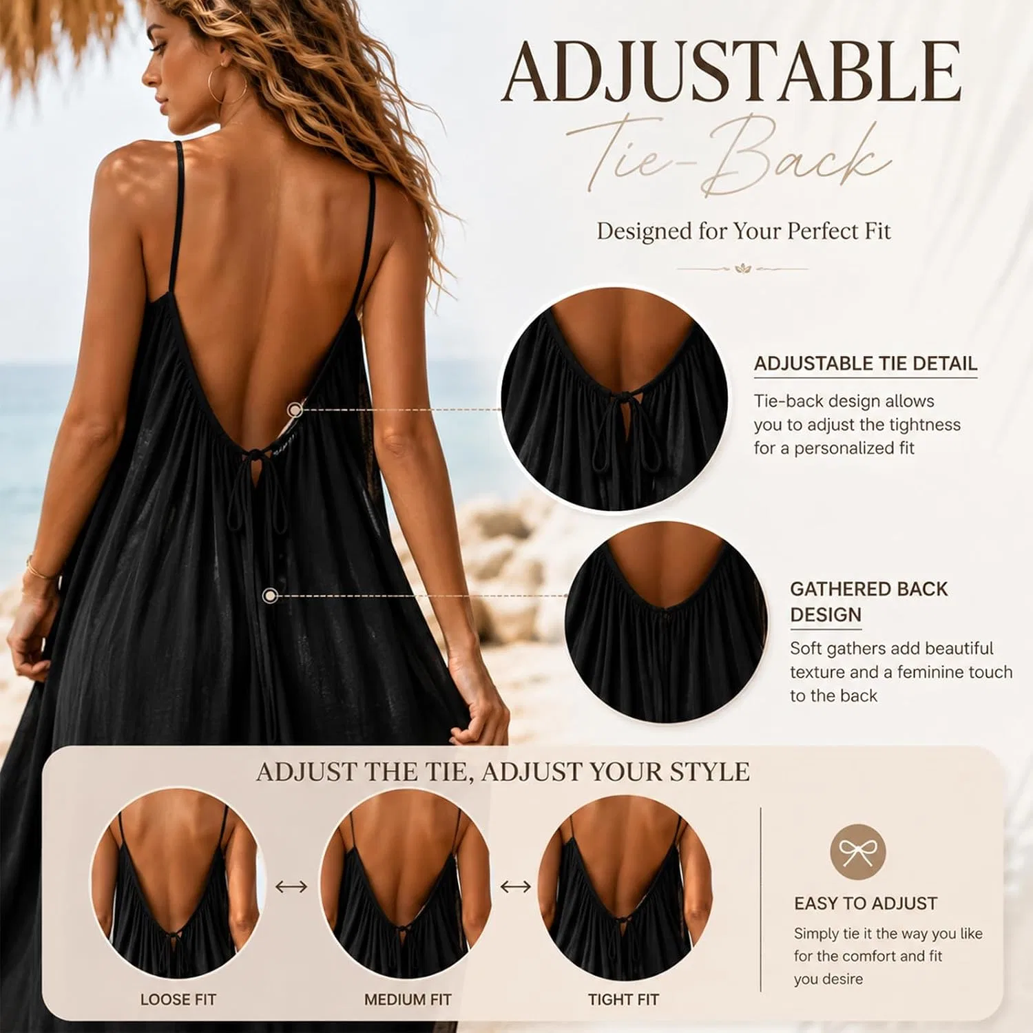 Женское пляжное платье с открытой спиной Backless Cami, F — фото 4