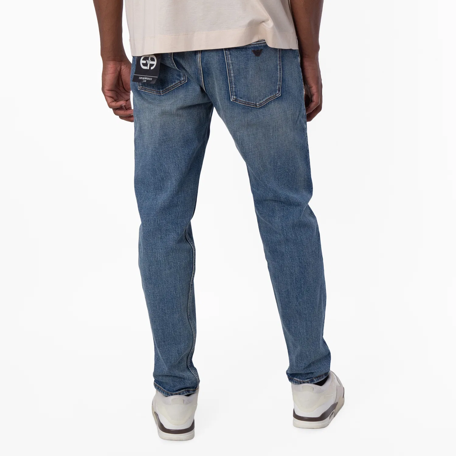 Джинсы скинни из селвидж-денима J75 Slim-Fit Emporio Armani, Blue — фото 4