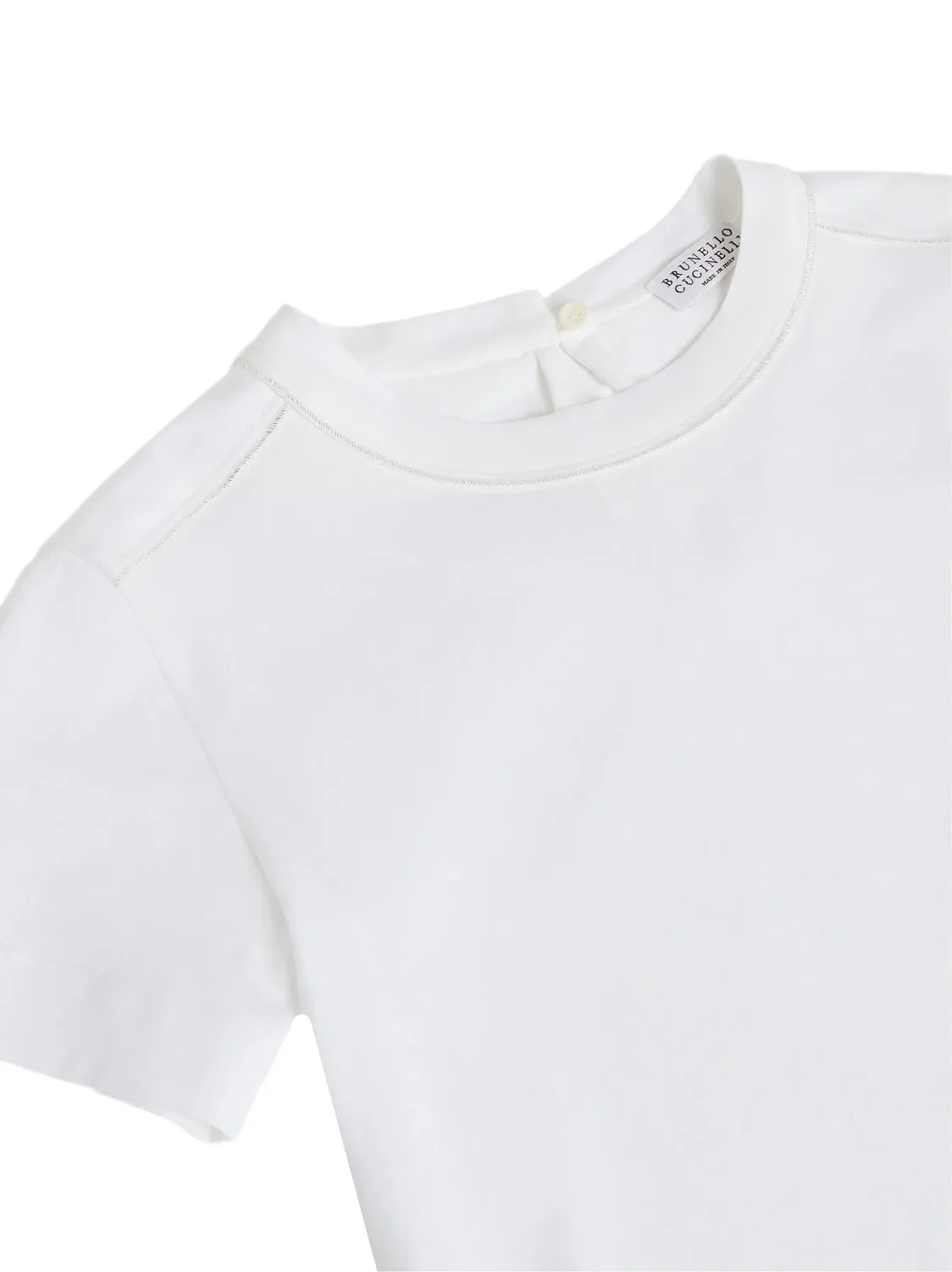 Футболка с кантом Brunello Cucinelli Kids, белый — фото 3