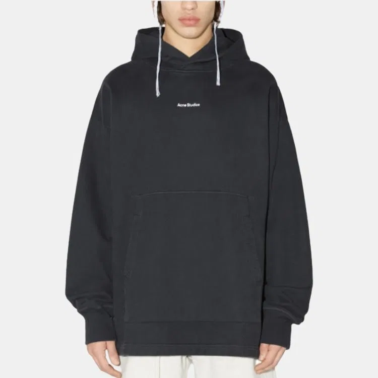 Мужской худи с длинным рукавом с принтом Acne Studios, Black — фото 3