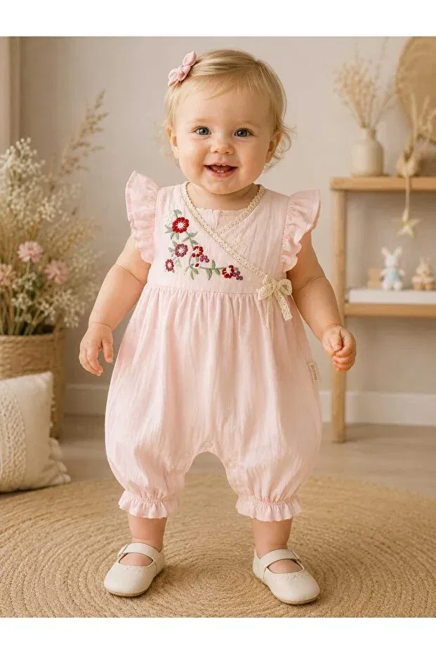 Детский комбинезон для девочек с вышивкой Krm Kerem Bebe, Powder