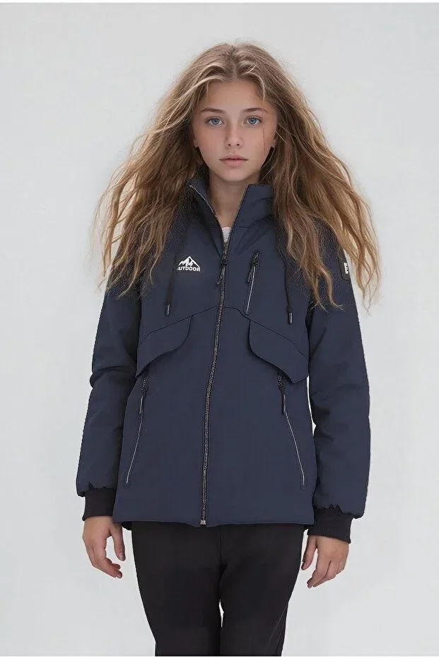 Детское пальто для девочек водоотталкивающее Sivaist, Navy Blue
