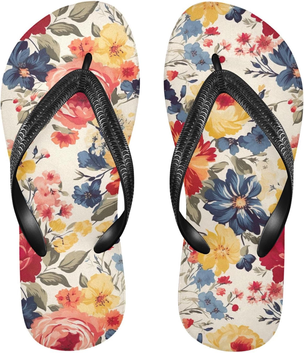 

Женские и мужские пляжные шлепанцы с цветочным винтажным дизайном, резиновые, противоскользящие, летние тапочки Sinestour, Flower Vintage Style