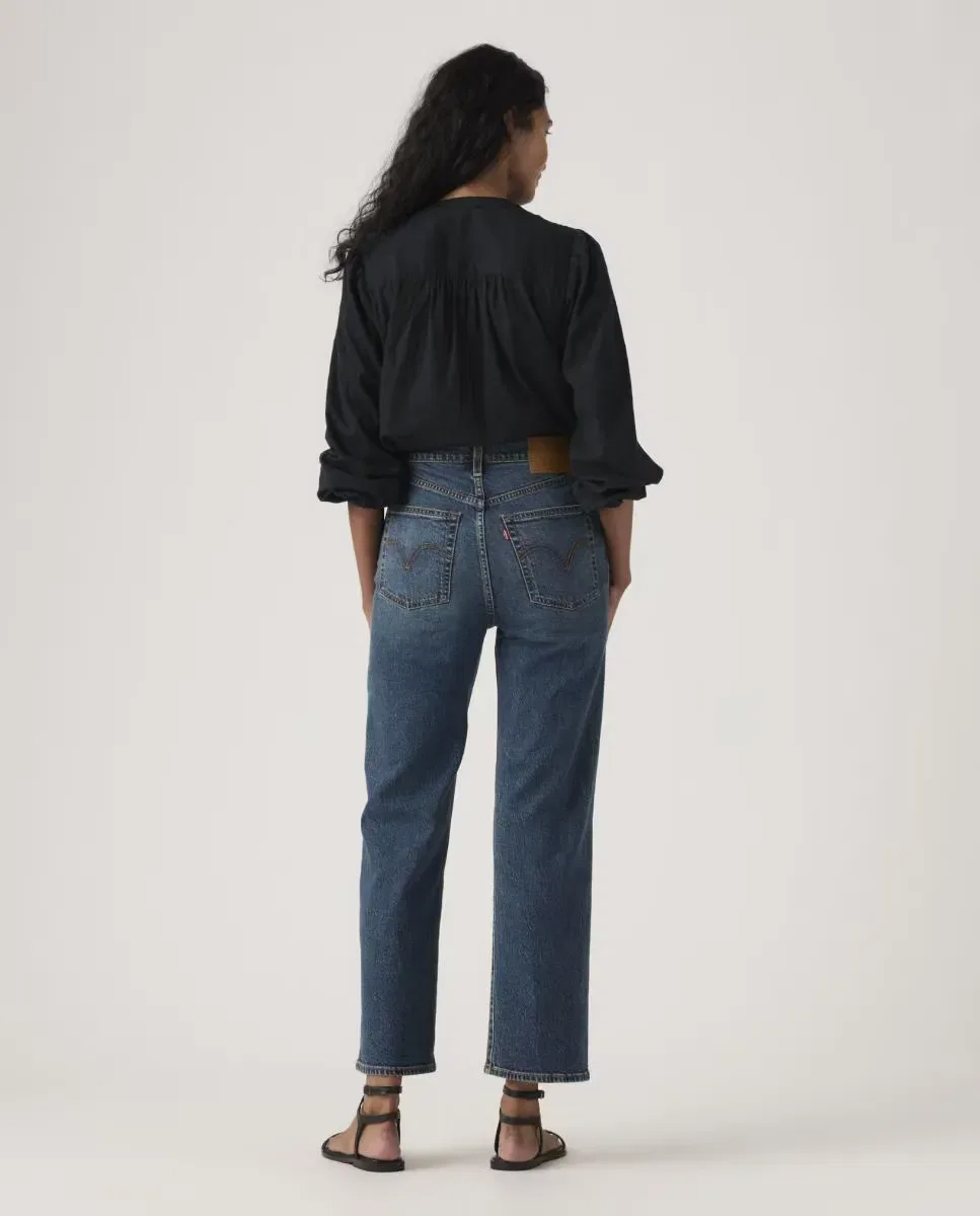 Женские джинсы прямого кроя с потертостями Ribcage Straight Ankle Levi's, Azul — фото 2